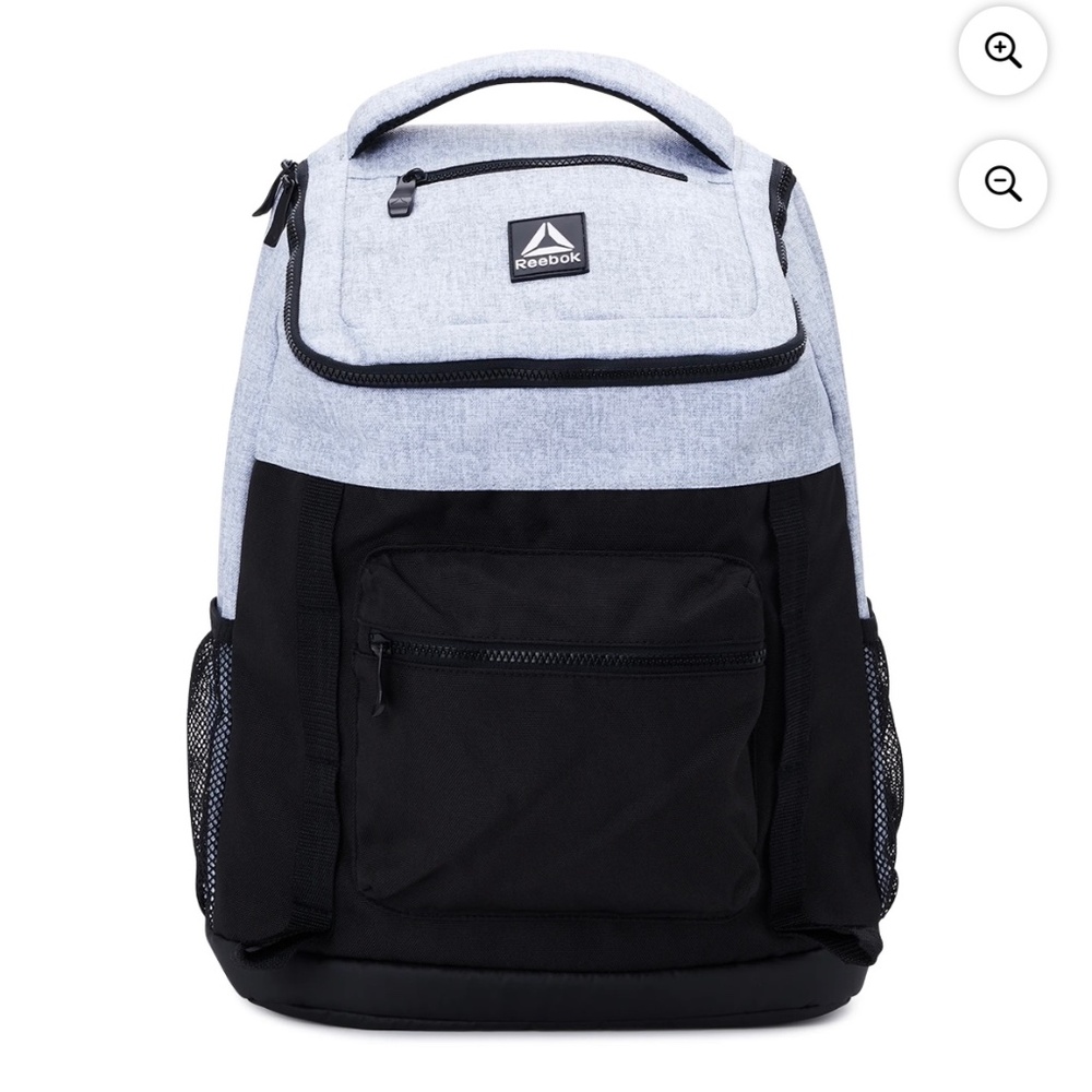 Reebok Bobbie Top Loader Backpack Gray Black Laptop School Travel Bag